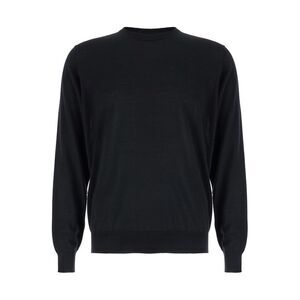 Plain Men Black Crewneck Sweater In Wool And Cashmere Man